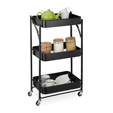 Foldable Trolley on Wheels Craft Cart Metal All-purpose Bathroom Kitchen Storage