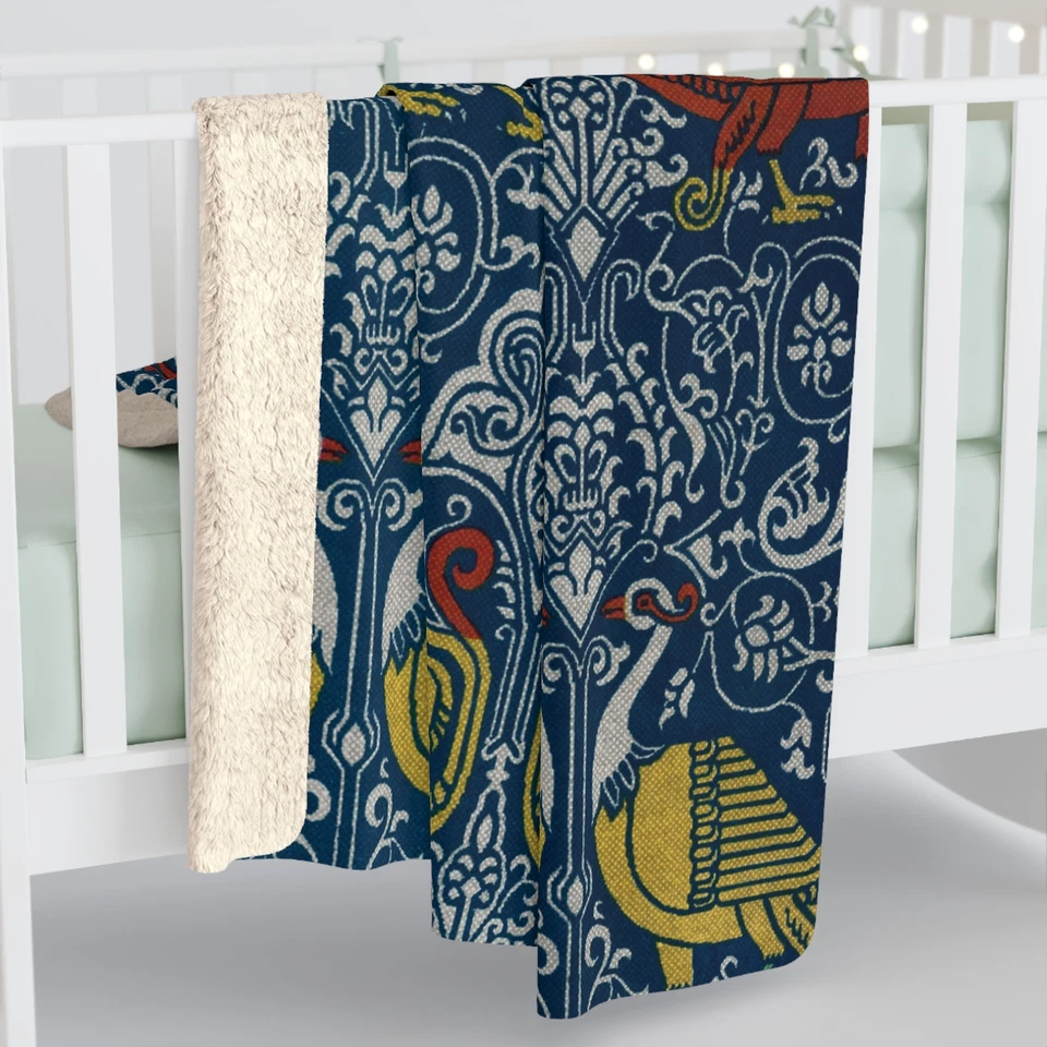 Vintage Arabic Art Pattern, Cozy Sherpa Fleece Blanket, Couch Throw - Image 1 of 1