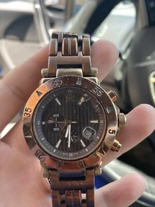 Guess Collection Brown Genuine Leather Strap Chronograph Men's Watch - Picture 1 of 3