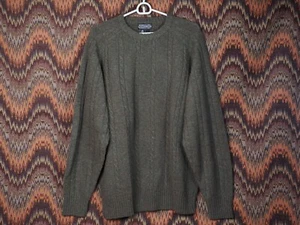 Members Only Mens Green Sweater 100% Shetland Wool Casual Cableknit Pullover L - Bild 1 von 7