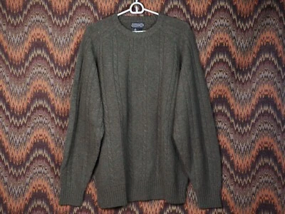 Members Only Mens Green Sweater 100% Shetland Wool Casual Cableknit Pullover L - Image 1 of 4