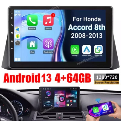 Apple Carplay For HONDA ACCORD 2008-2013 4G+64GB Android 13 Car Stereo Radio GPS - Image 1 of 4