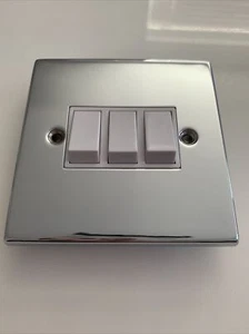 ALTO AL0818 3 gang 2 way switch polished chrome - Picture 1 of 4