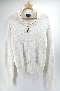 Gant x Michael Bastian 1/4 zip Quarter White Cable Knit Sweater Small - Picture 1 of 11