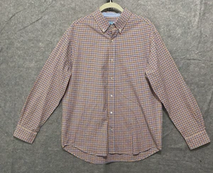 J. McLaughlin Seersucker Shirt Mens Sz M Blue Orange Check Pocket Lightweight - Picture 1 of 8