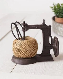 Antique Vintage Iron Sewing Machine Twine String Holder Includes Jute & Scissors - Picture 1 of 4