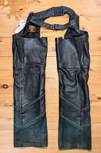 Milwaukee Leather Vented Leather Chaps w/ Reflective Piping Mens Medium (ML1144) - Picture 1 of 5