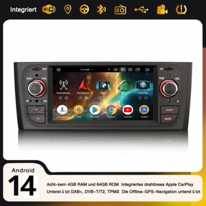4+64GB Android 14 DAB+ Autoradio Navi CarPlay 8-Kern DSP Fiat Grande Punto Linea - Picture 1 of 22
