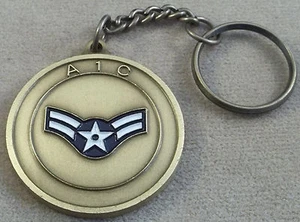 US Air Force Challenge Coin Style Rank Keychain Airman 1st Class E-3 ( Style B ) - Picture 1 of 2