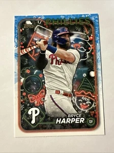 2024 Topps Holiday BRYCE HARPER Image Variation Candy Cane Bat SP Phillies π₯ - Picture 1 of 3