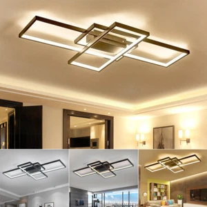 White/Black Frame LED Lamp Ceiling Light Modern Chandelier Bedroom Pendant Light - Picture 1 of 14