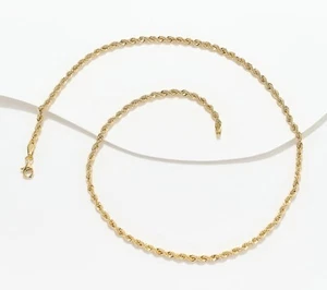 18" Polished Twisted Rope Chain Necklace Lobster Clasp Real 14K Yellow Gold QVC - Picture 1 of 2
