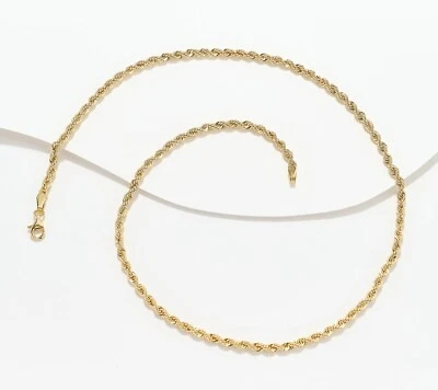 18" Polished Twisted Rope Chain Necklace Lobster Clasp Real 14K Yellow Gold QVC - Image 1 of 2