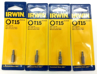 (LOT OF 4) Irwin T15 TORX Insert Screwdriver Bit Hardened 1" Length 3513211C - Image 1 of 3