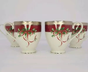 Set of 8 Mikasa Palatial Holly Platinum Mugs Holiday Christmas China Holiday - Picture 1 of 17