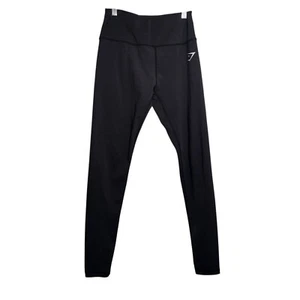 Gymshark Leggings Donna S/M Nero Pull On Logo Atletico Attivo Tinta Unita Palestra - Foto 1 di 9