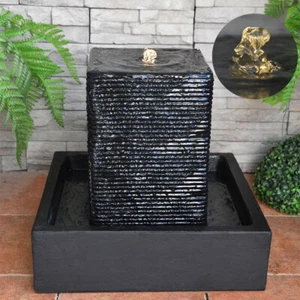 SQUARE PILLAR WATER FEATURE FOUNTAIN WITH LED LIGHTS Home Garden Decor Xmas Gift - Picture 1 of 5