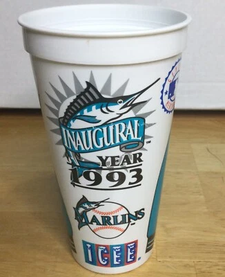 1993 FLORIDA MARLINS Майами инаугурационный сезон 24 унций ICEE пластиковая чашка б/у MLB - Изображение 1 из 4