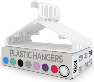 50 Pack Durable Space Saving Hangers Heavy Duty Coat & Skirt Hangers White - Picture 1 of 12