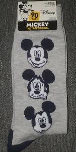 MICKEY MOUSE TRUE ORIGINAL 90 YEARS MENS CREW SOCKS GRAY SZ 6-12 DISNEY NEW - Picture 1 of 2