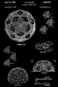 1965 - Laminar Geodesic Dome - Richard Buckminster Fuller - Patent Art Magnet - Bild 1 von 5