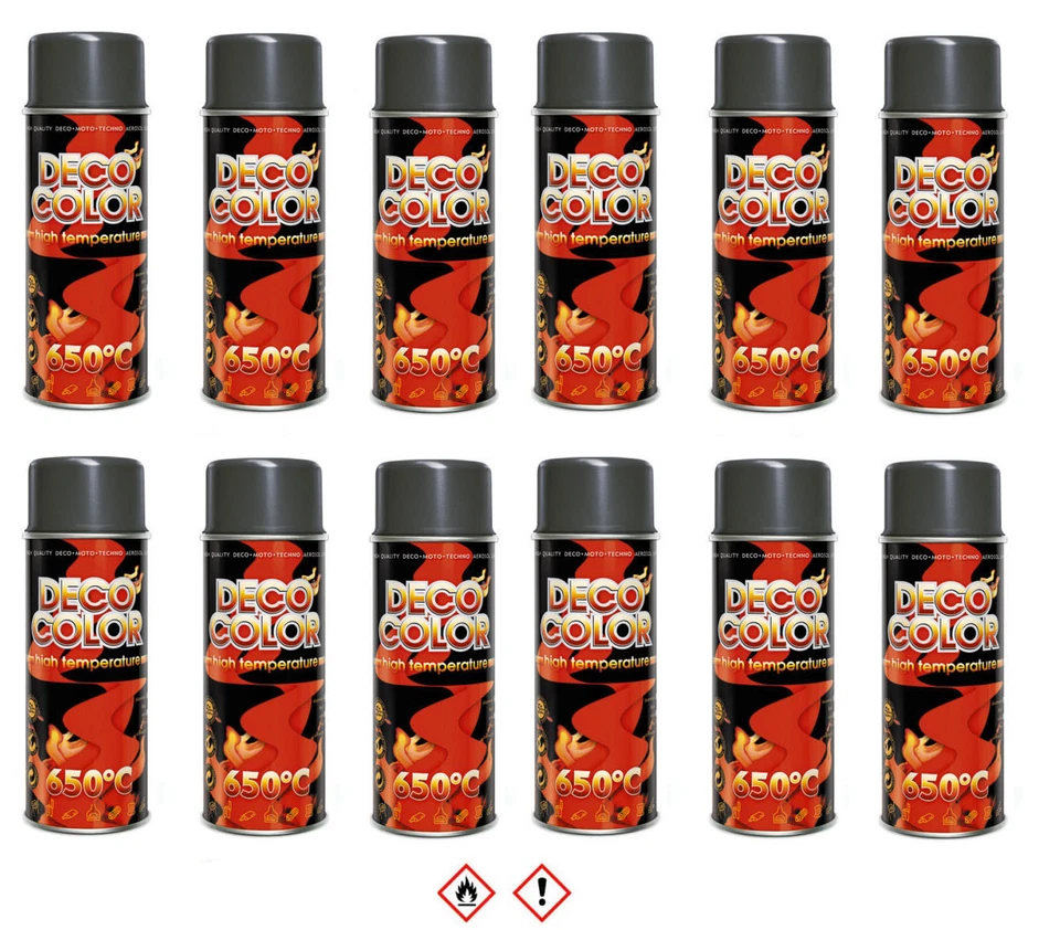12 Stück 400ml Auspufflack bis 650 ° C  Ofenlack Thermolack Farbe Anthrazit - Bild 1 von 1