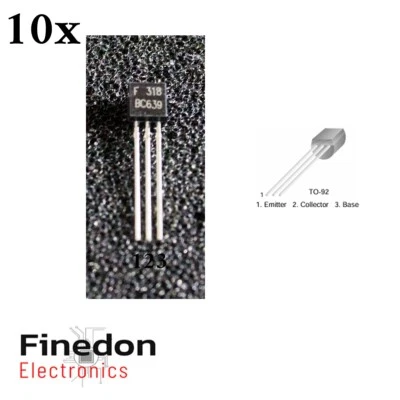 10 x BC639 NPN Switching and Amplifier Transistor 100V 1A 1W TO-92 - Image 1 of 3