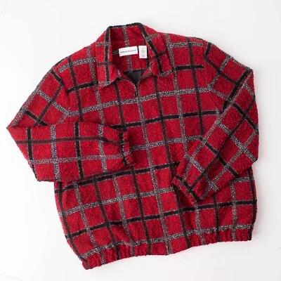 Alfred Dunner Women's Size 16 Red Black Zip Up Jacket - Image 1 of 4