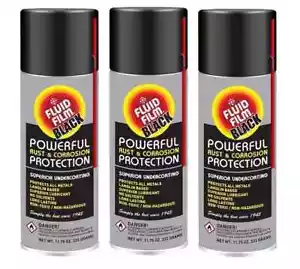 3 PACK!! Fluid Film Black AS11B Undercoating Protection Rust Inhibitor Spray Can - Picture 1 of 1