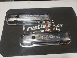 Pontiac 350-400-428-455 Edelbrock Chrome Valve Covers - Pair - Picture 1 of 7