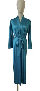 vtg 70s VANITY FAIR Retro Long Nightgown Wrap Lounge Robe Small Turquoise Blue - Picture 1 of 15