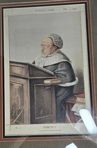 Vanity Fair Chromolithography Caricature Judges No. 1 Framed Dual Sided Glass  - Picture 1 of 12