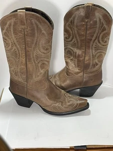 Ariat Boots Round Up Toe, Brown Leather Cowgirl Western 10015290 Women’s 10B - Picture 1 of 8