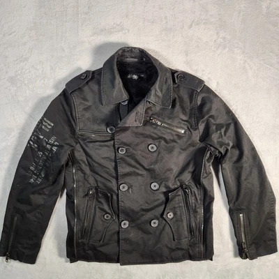 Chaqueta INC Para Hombre Pequeña Negra Militar Motocicleta Negra Operaciones Doble Pecho Foto 1 de 4