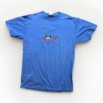 Vintage Mickey Mouse Embroidered Disney Made USA large Baby Blue T-shirt NWT - Image 1 of 4