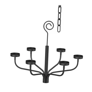 Tea LED Light Black Chandelier Tealight Candle Holders for Outdoor Gazebo Set - Picture 1 of 7
