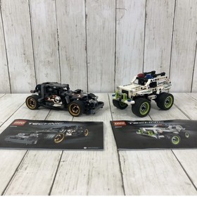 LEGO TECHNIC 42046 7 42047 Getaway Driver & Police Interceptor 100% Complete