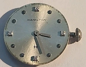 VINTAGE HAMILTON 680 17J WIND-UP WATCH MOVEMENT W/DIAMOND DIAL & CRYSTAL RUNS - Picture 1 of 8