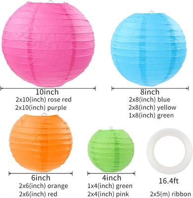 16 Pcs Colorful Paper Lanterns, Multi-Color Chinese or Japanese Hanging Paper La - Image 1 of 4