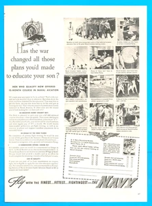 NAVY Recruiting vintage PHOTO PRINT AD 1942 military Naval Aviation pilots WWII - Picture 1 of 3