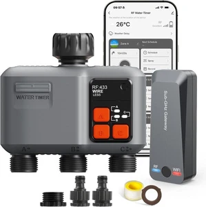 Smart WiFi Water Timer 3 zone Irrigation 984 Feet RF Gateway 3 Outlet RRP £86.99 - Picture 1 of 7