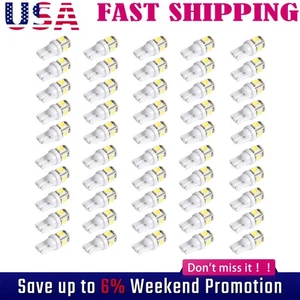 50Pcs Super White T10 Wedge 5-SMD 5050 LED Light bulbs W5W 2825 158 192 168 M - Picture 1 of 9