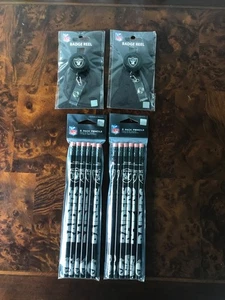 NFL Las Vegas Raiders - 2 packs Pencils - 2 Badge Reels NWT - Picture 1 of 2