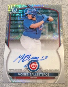 Moises Ballesteros 2023 Bowman Chrome Prospect MOJO REFRACTOR AUTOGRAPH RC Cubs - Picture 1 of 2