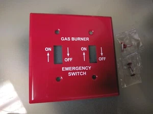 10 pc Red Metal Emergency GAS Burner Wall Plate Cover 2-Gang Toggle Switch - Picture 1 of 1