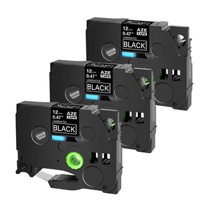 3PK TZ TZe-335 Compatible With Brother P-Touch Label Maker White On Black 0.47'' - Picture 1 of 11