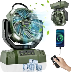 Ventilatore Campeggio 10000mAh Silenzioso Tavolo LED Potente Tenda Pesca Outdoor - Foto 1 di 12