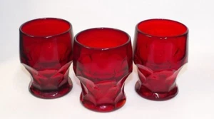 3 Vintage Ruby Red Georgian Tumblers Glasses - Picture 1 of 1