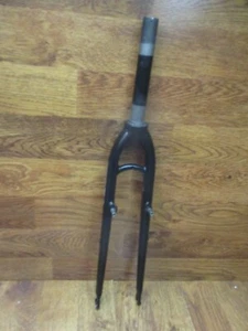 HI TEN STEEL 1 1/8" x 7 1/2" THREADED CANTILEVER 700C RIGID FORK - MATTE BLACK - Picture 1 of 8