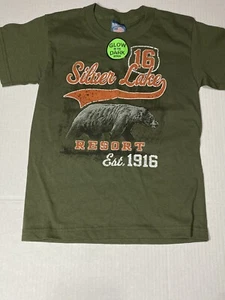Silver Lake Resort Kids Bear T-Shirt Size 6-8 Green New With Tags Glow In Dark - Picture 1 of 6